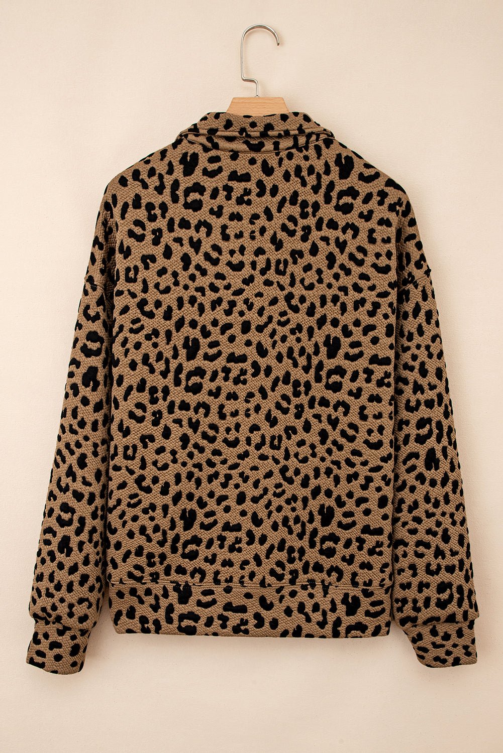 Brown Leopard Print Quarter Zip Sweatshirt - MAD RUFFI