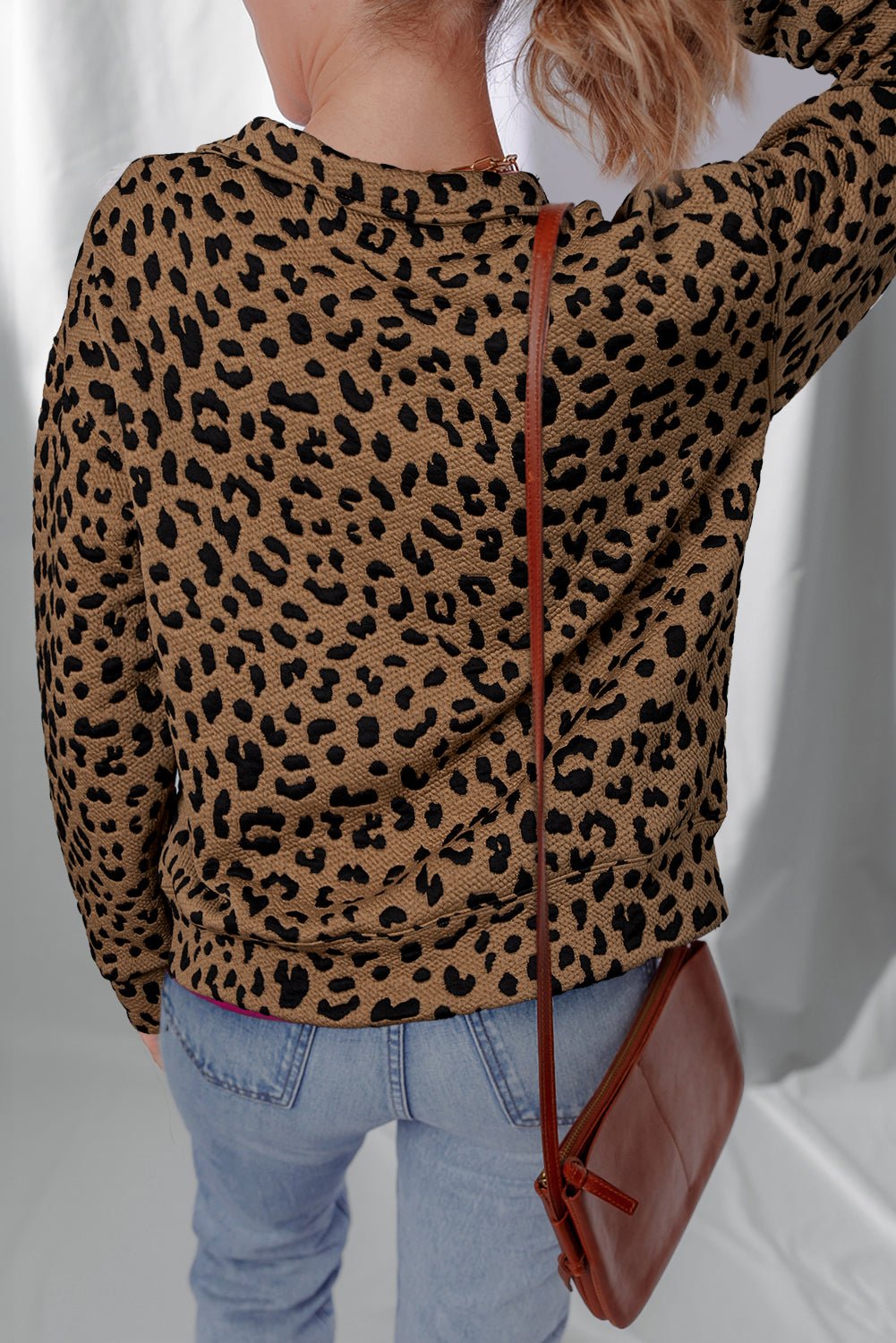 Brown Leopard Print Quarter Zip Sweatshirt - MAD RUFFI