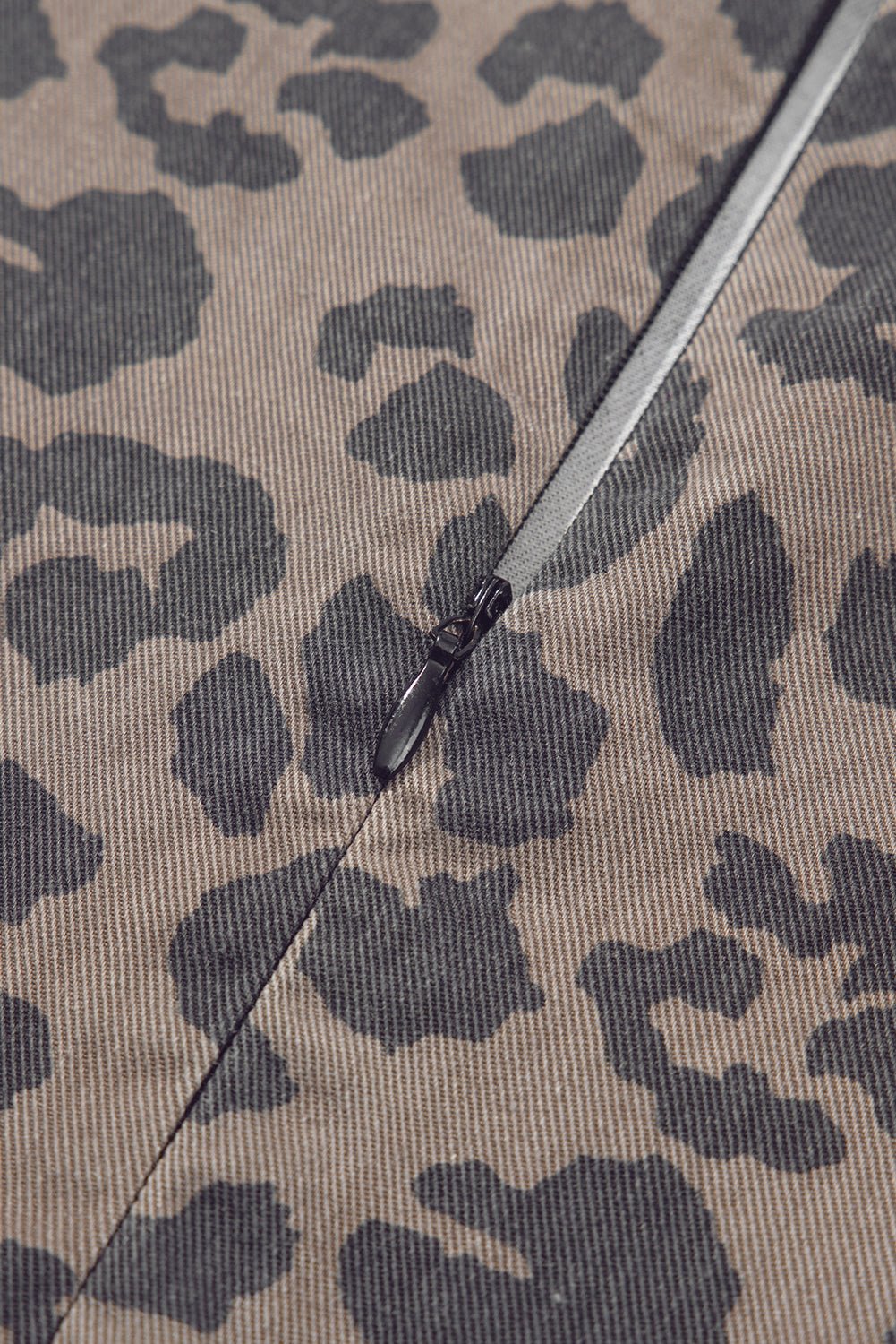 Brown Leopard Print Short Sleeve Flared Denim Mini Dress - MAD RUFFI