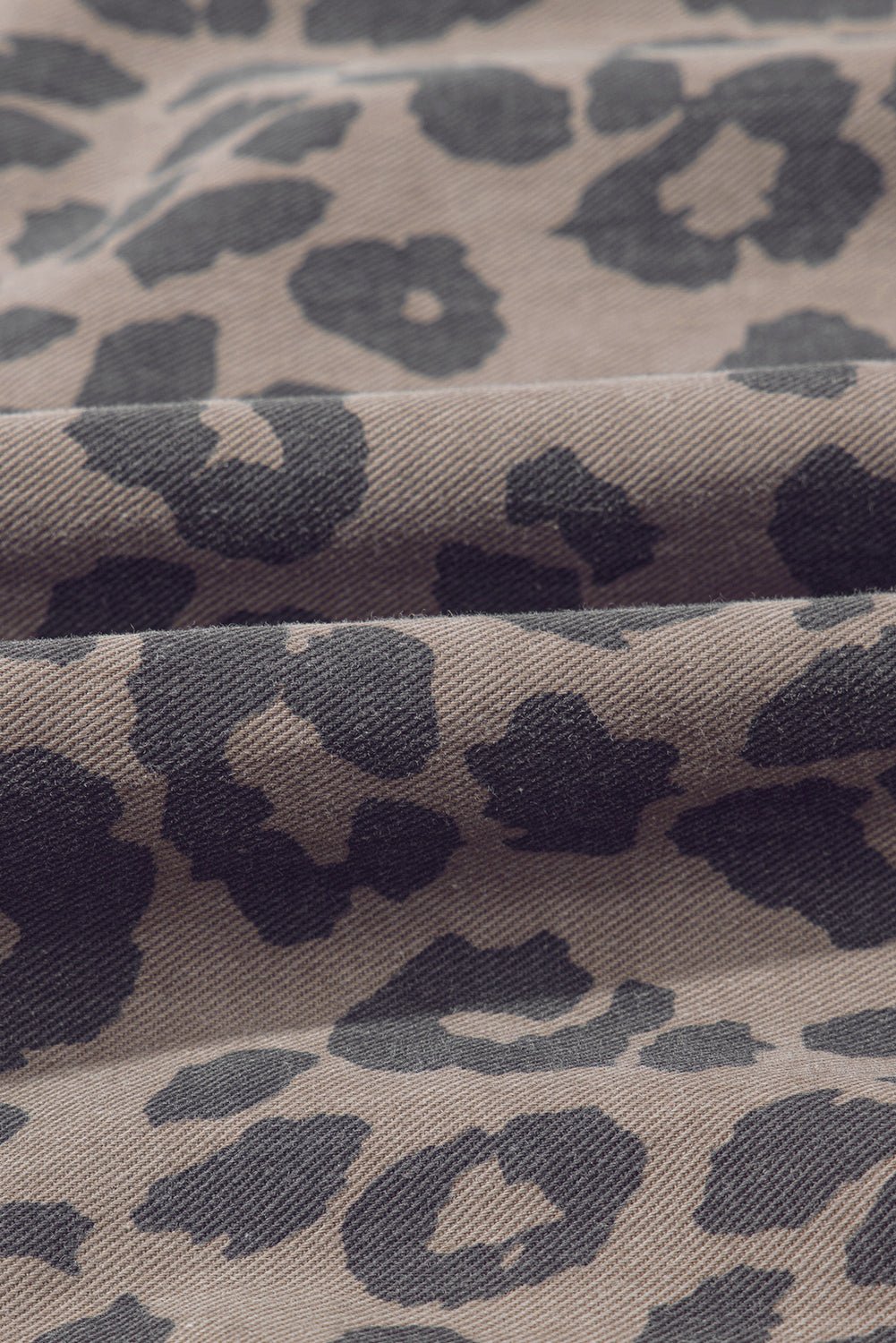 Brown Leopard Print Short Sleeve Flared Denim Mini Dress - MAD RUFFI