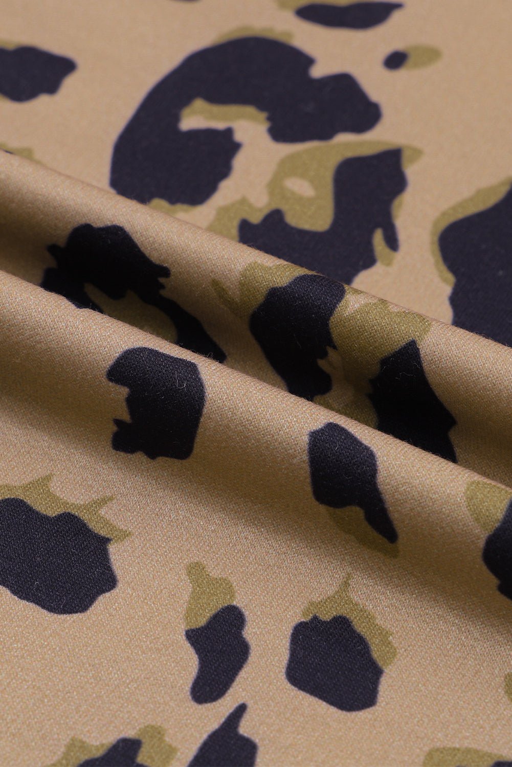 Brown Leopard Split V Neck Long Sleeve Shirt - MAD RUFFI