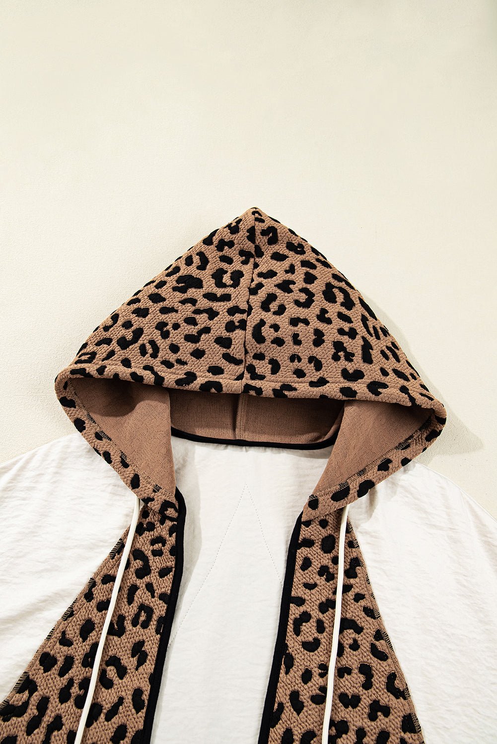 Brown Leopard Star Hooded Patchwork Contrast Piping Open Front Jacket - MAD RUFFI