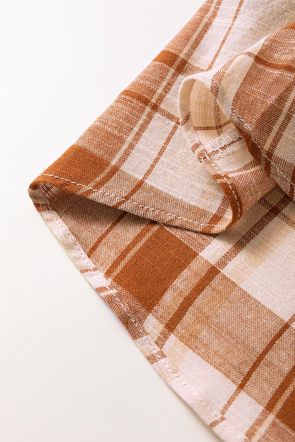 Brown Plaid Print Side Pockets Frill Babydoll Mini Dress - MAD RUFFI