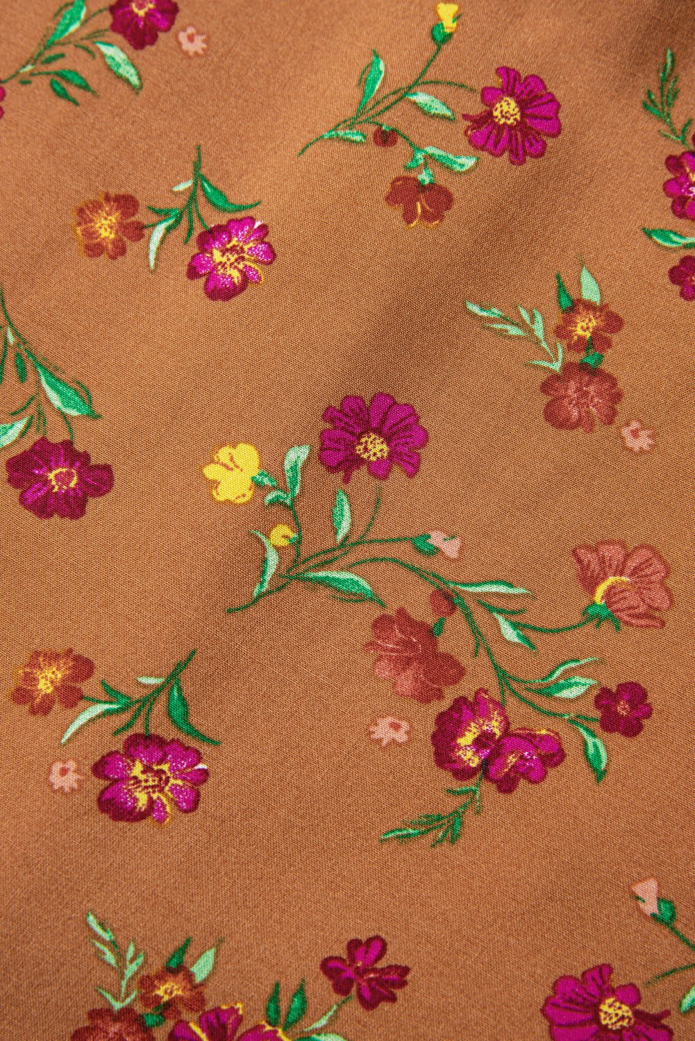 Brown Plus Size Floral Split V Neck Ruffled Sleeve Tiered Maxi Dress - MAD RUFFI