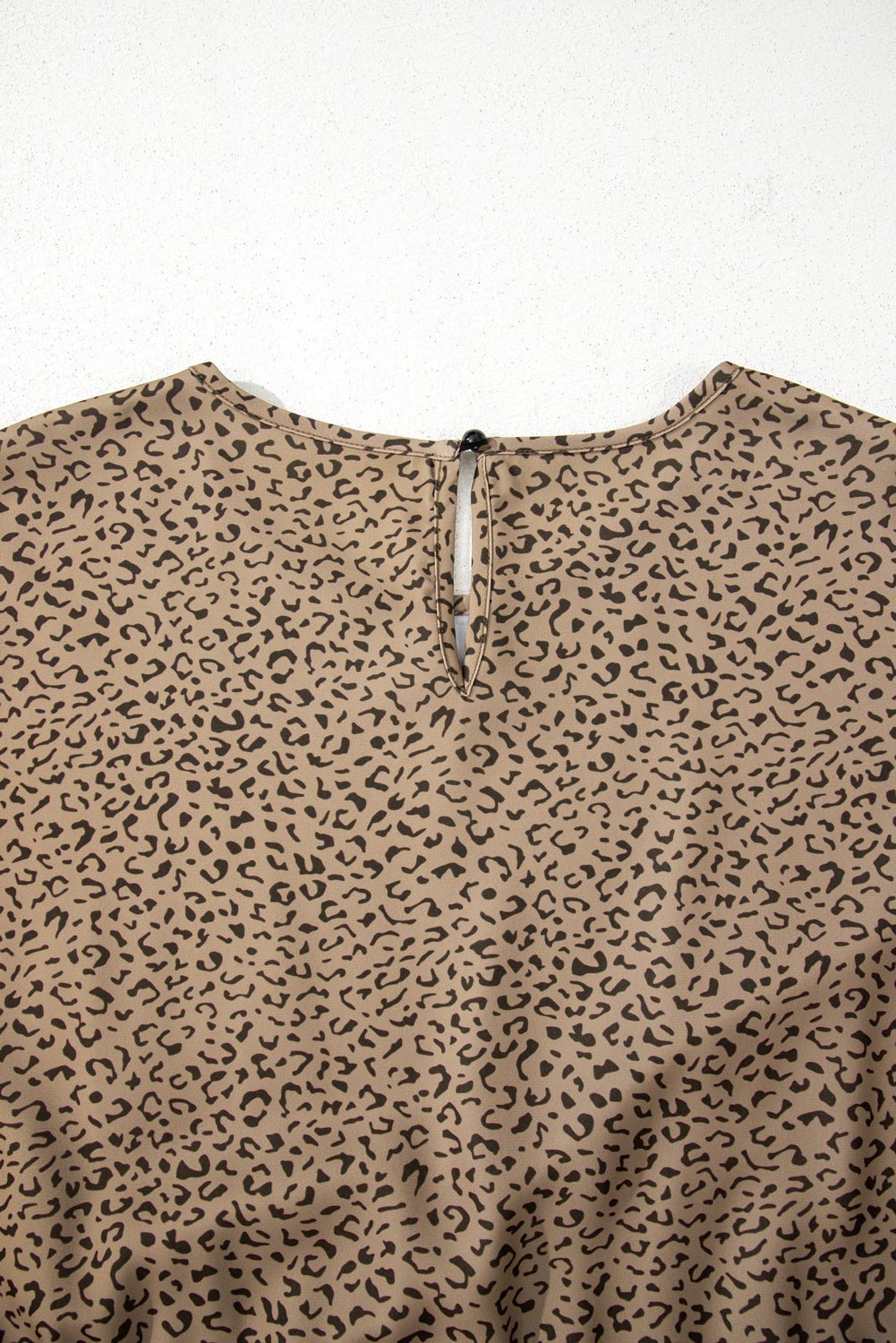 Brown Plus Size Leopard Print Frill Trim Short Sleeve Flared Dress - MAD RUFFI