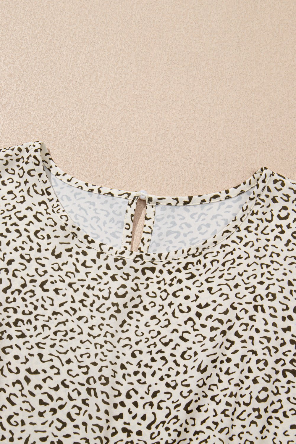 Brown Plus Size Leopard Print Frill Trim Short Sleeve Flared Dress - MAD RUFFI