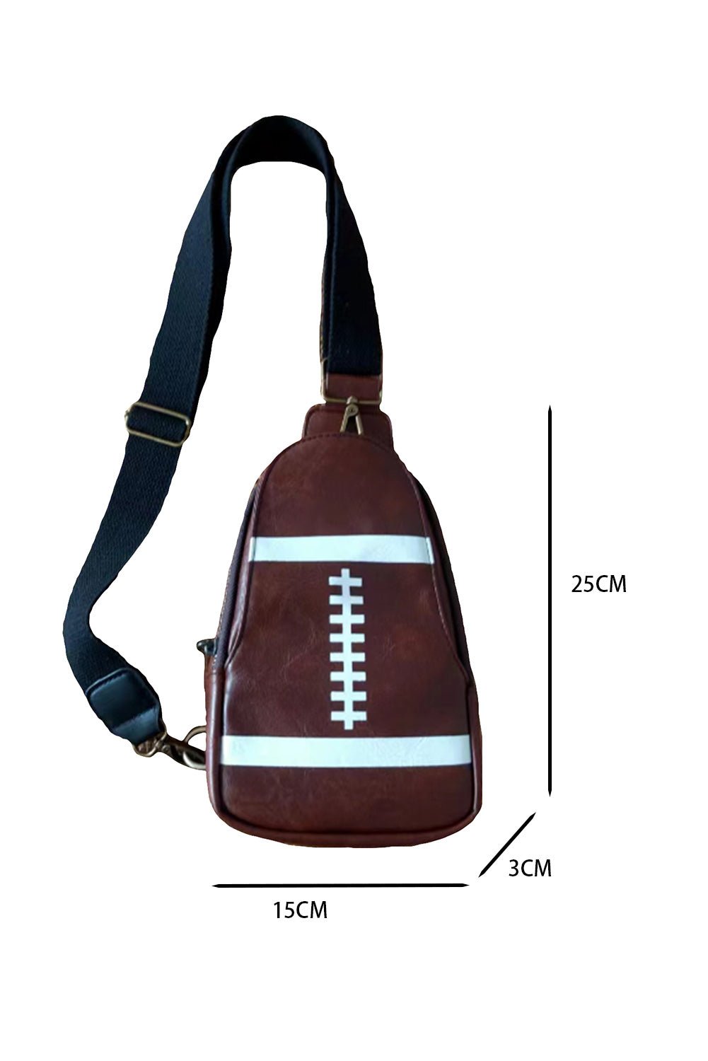 Brown PU Leather Football Mini Crossbody Bag - MAD RUFFI