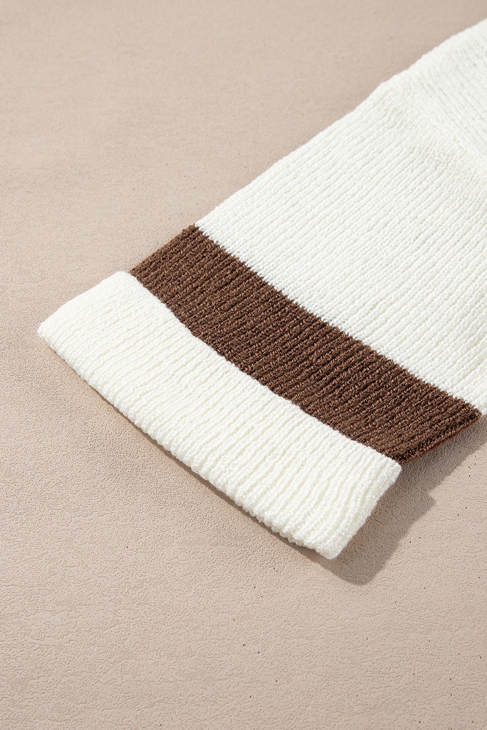 Brown Stripe Cropped Drop Sleeve Sweater - MAD RUFFI