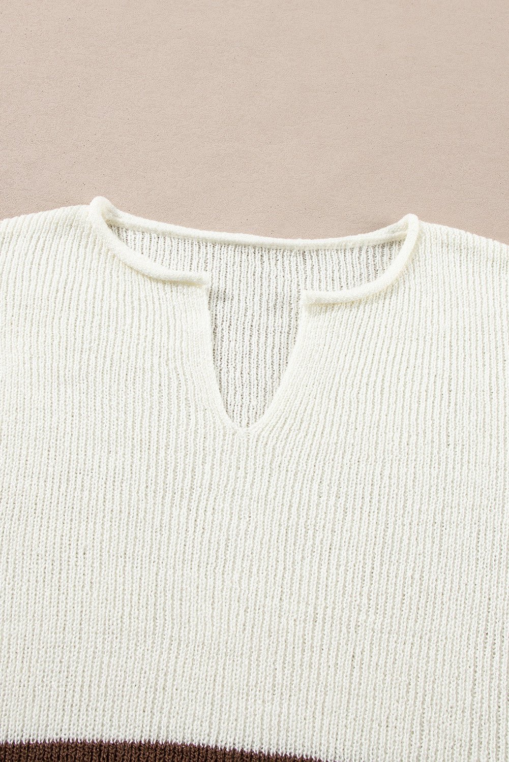 Brown Stripe Cropped Drop Sleeve Sweater - MAD RUFFI