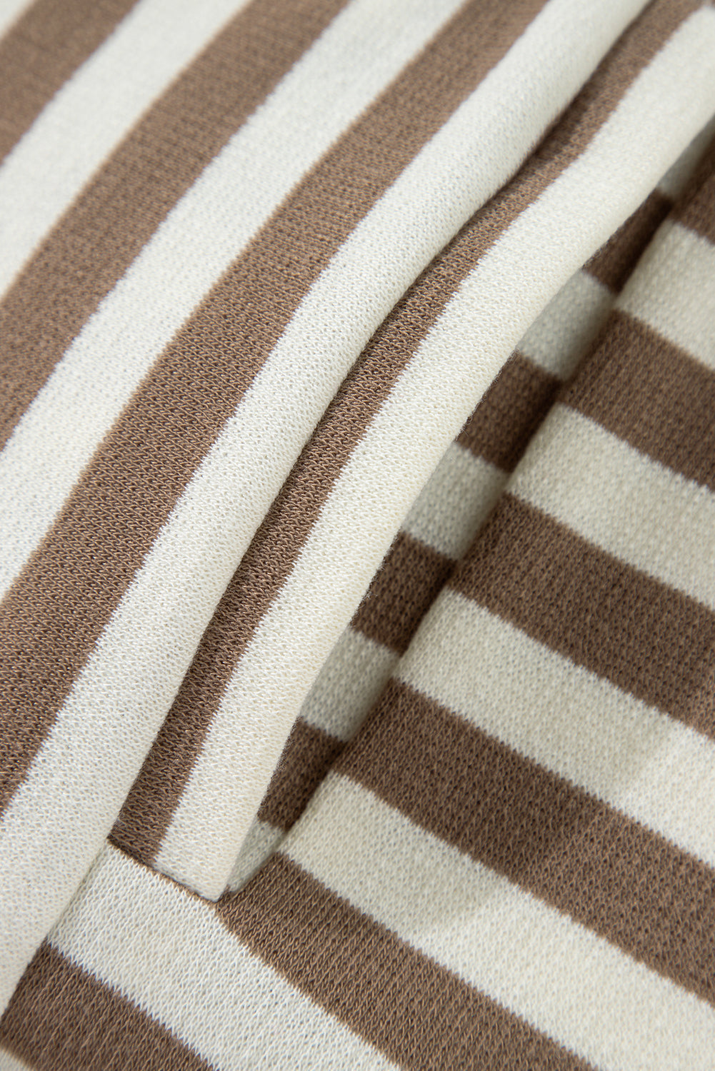 Brown Stripe Drop Sleeve Plus Size Henley Hoodie - Plus Size Tops