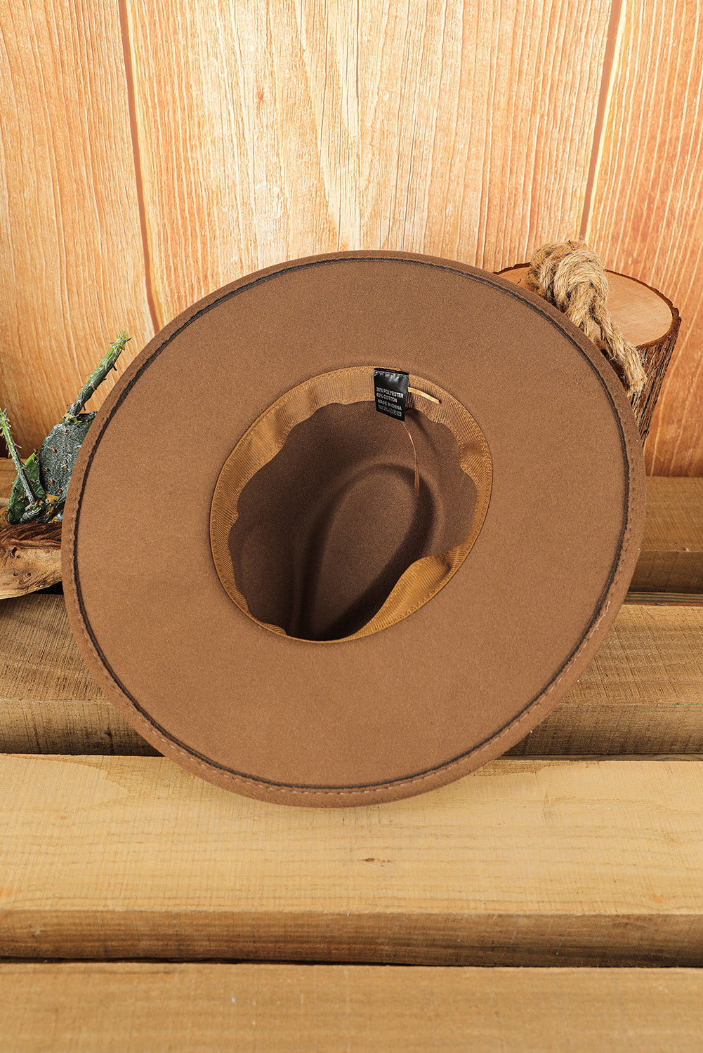 Brown Western Patchwork Flat Brim Cowboy Woven Hat - MAD RUFFI