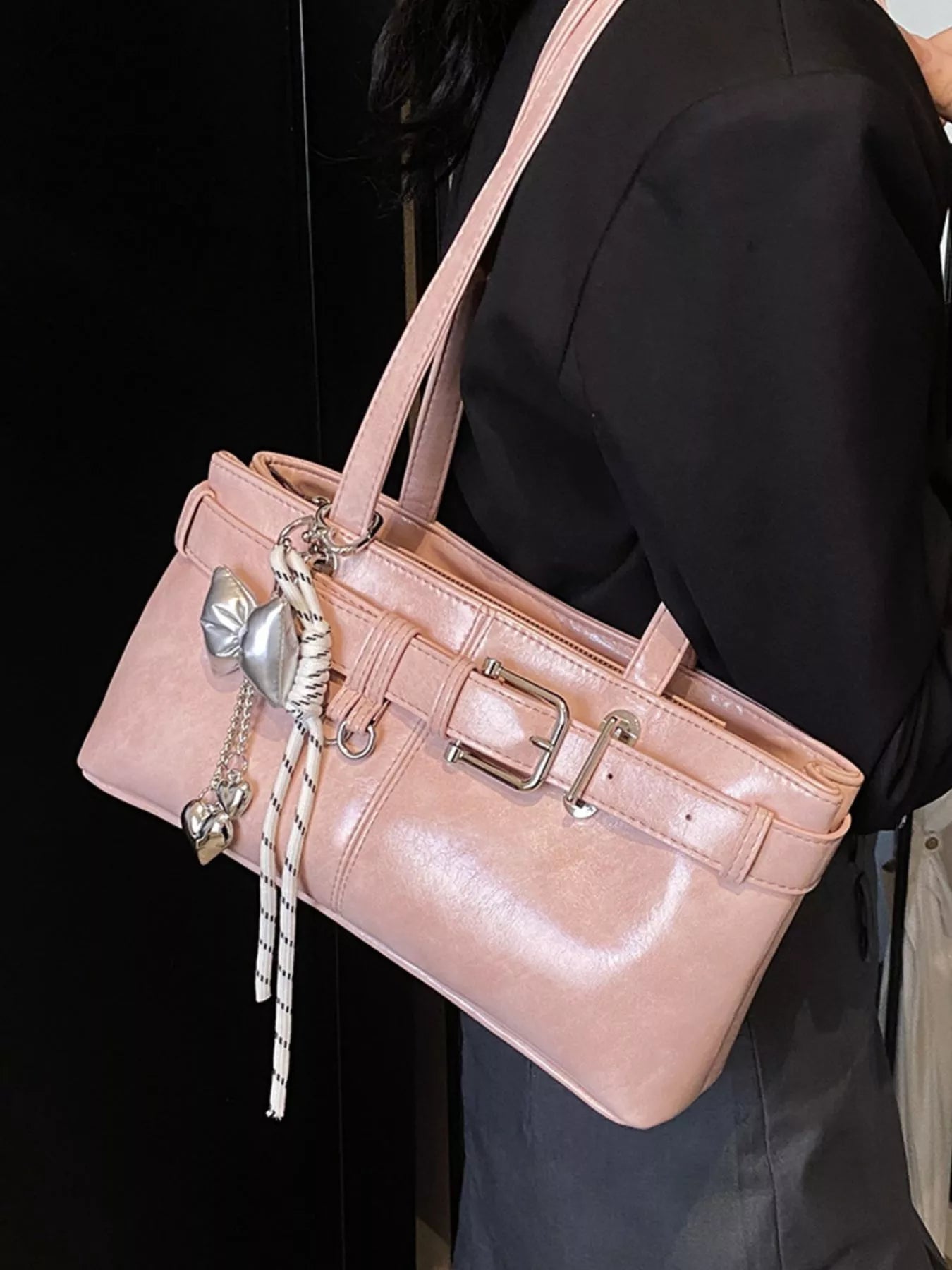 Buckle Decor Shoulder Bag - MAD RUFFI