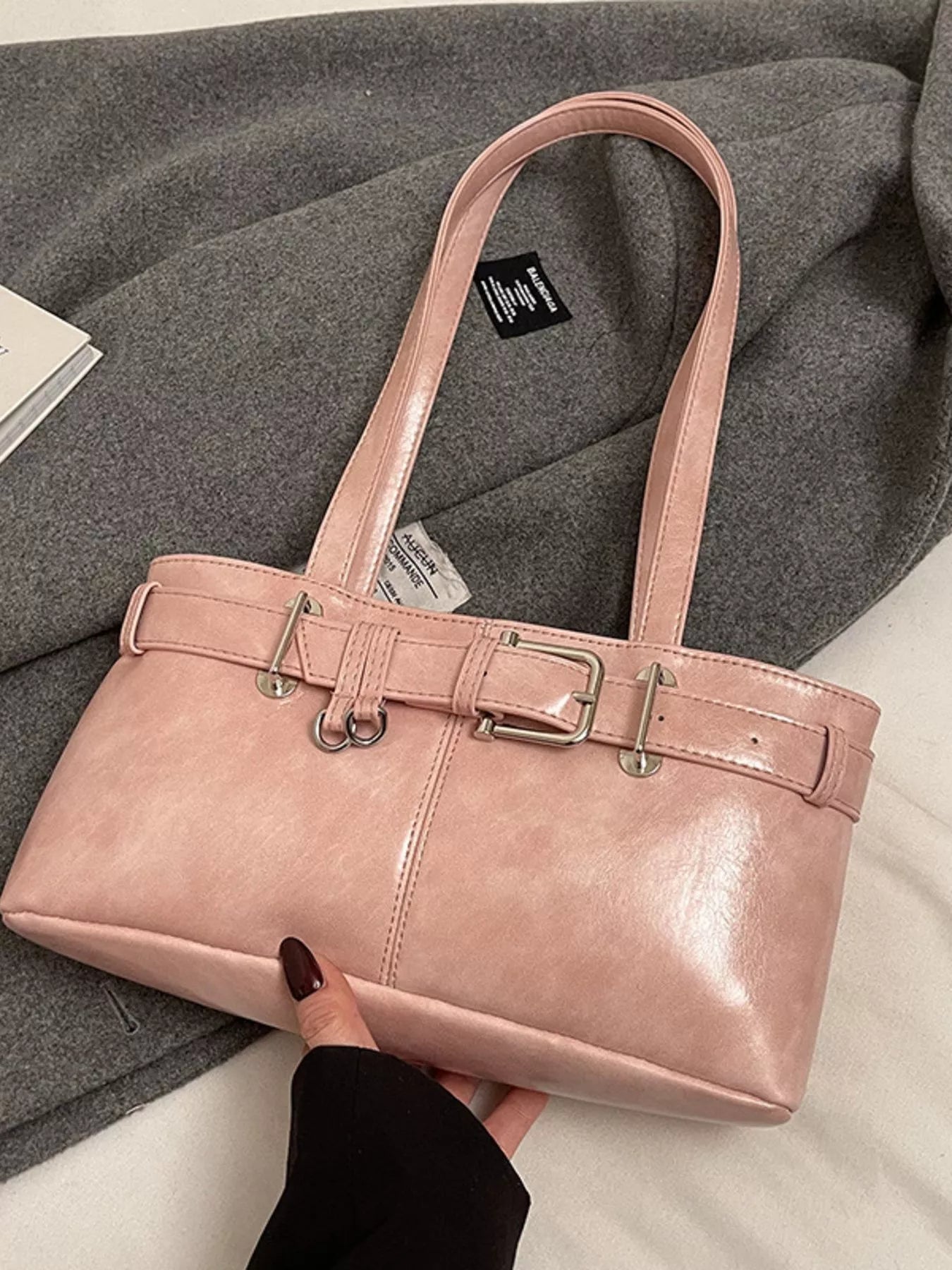 Buckle Decor Shoulder Bag - MAD RUFFI