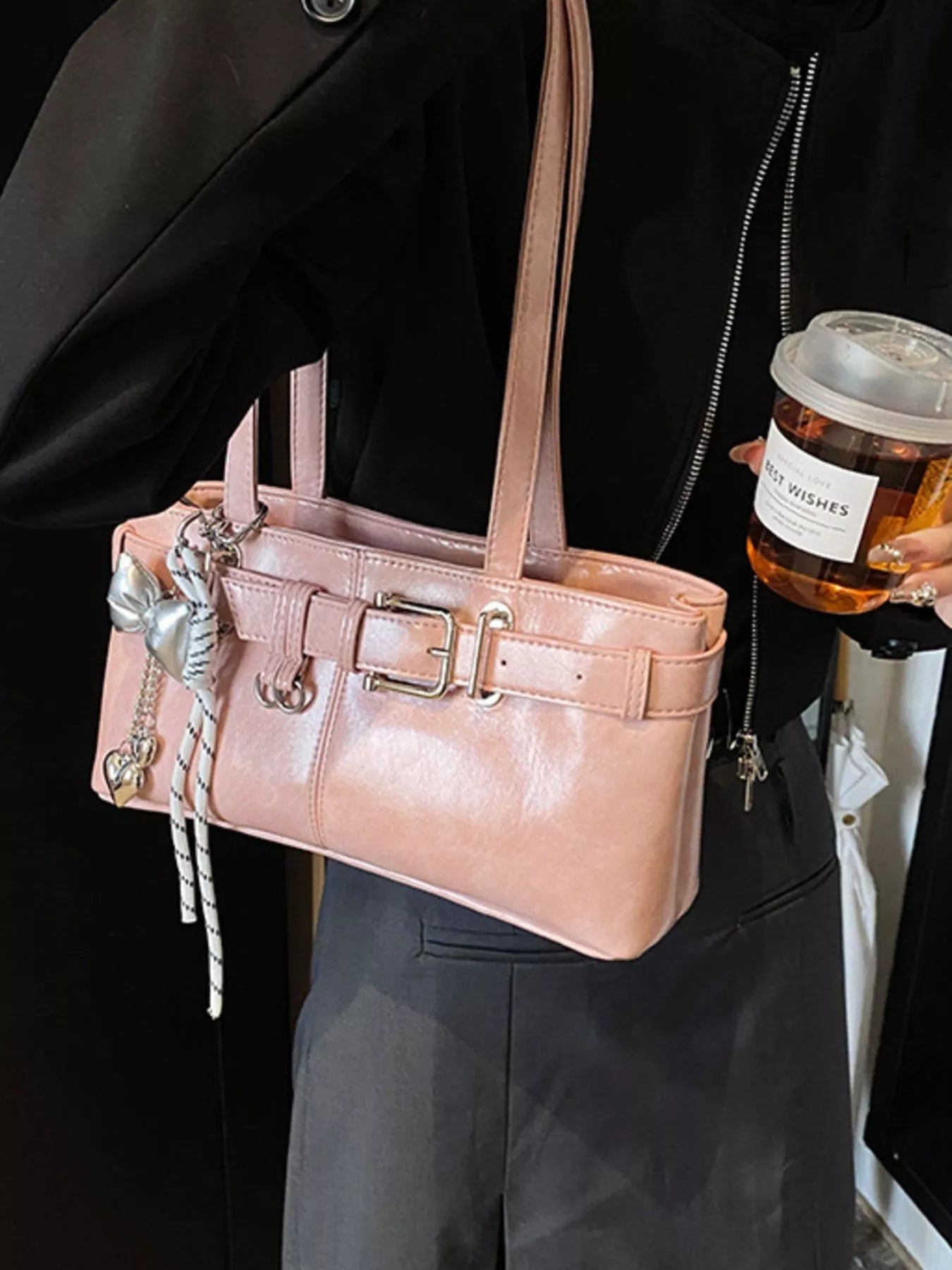 Buckle Decor Shoulder Bag - MAD RUFFI