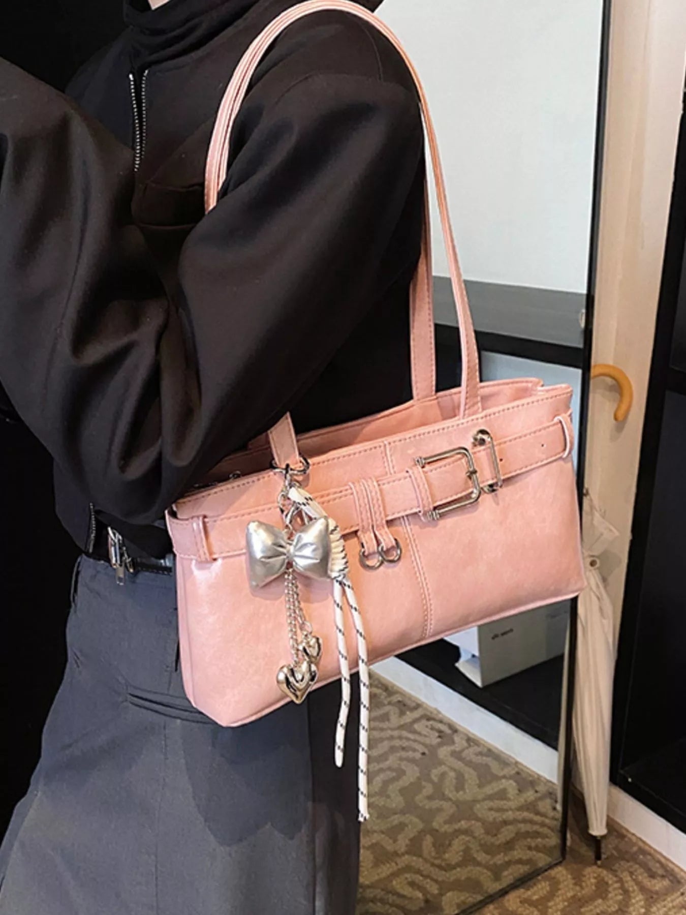 Buckle Decor Shoulder Bag - MAD RUFFI