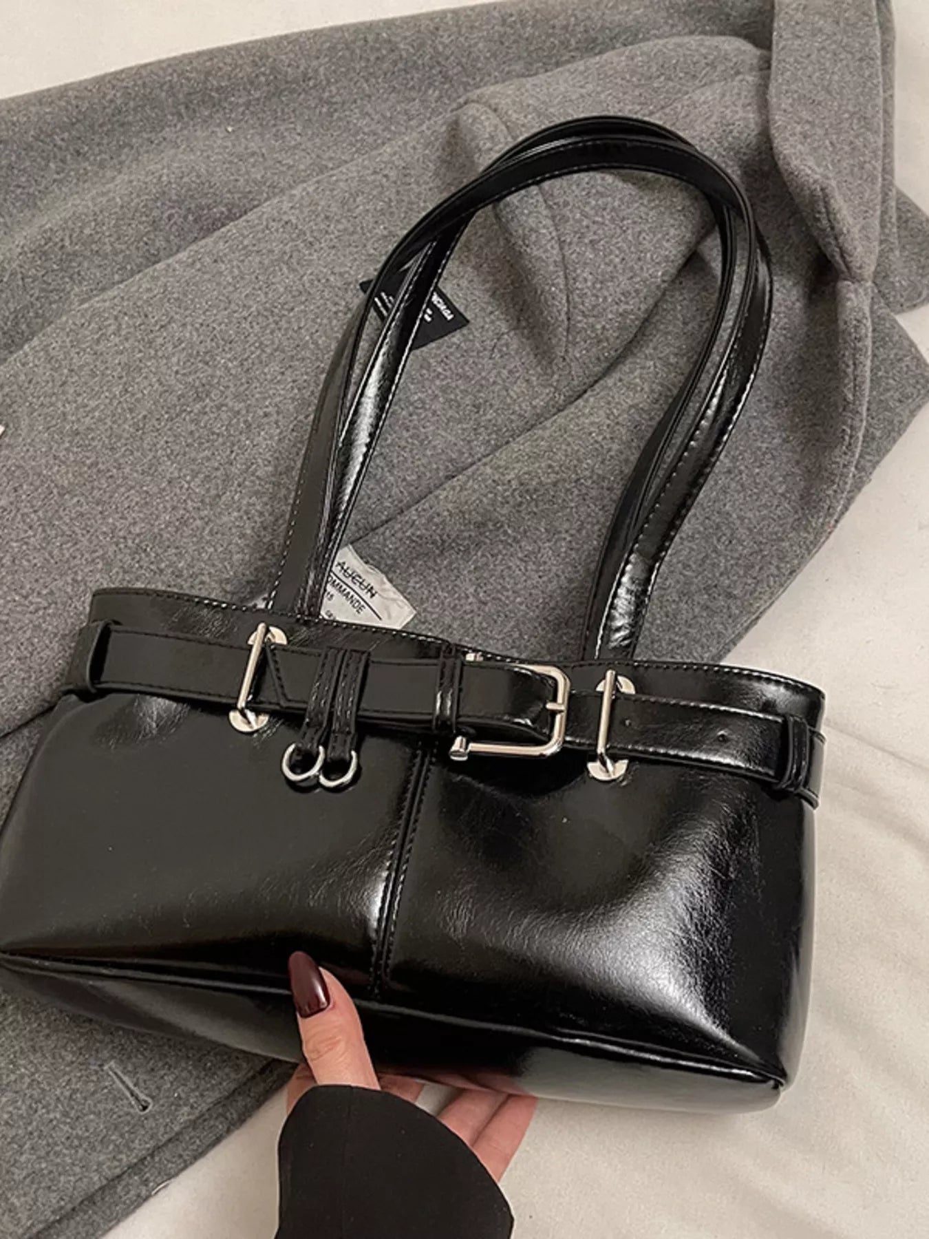 Buckle Decor Shoulder Bag - MAD RUFFI