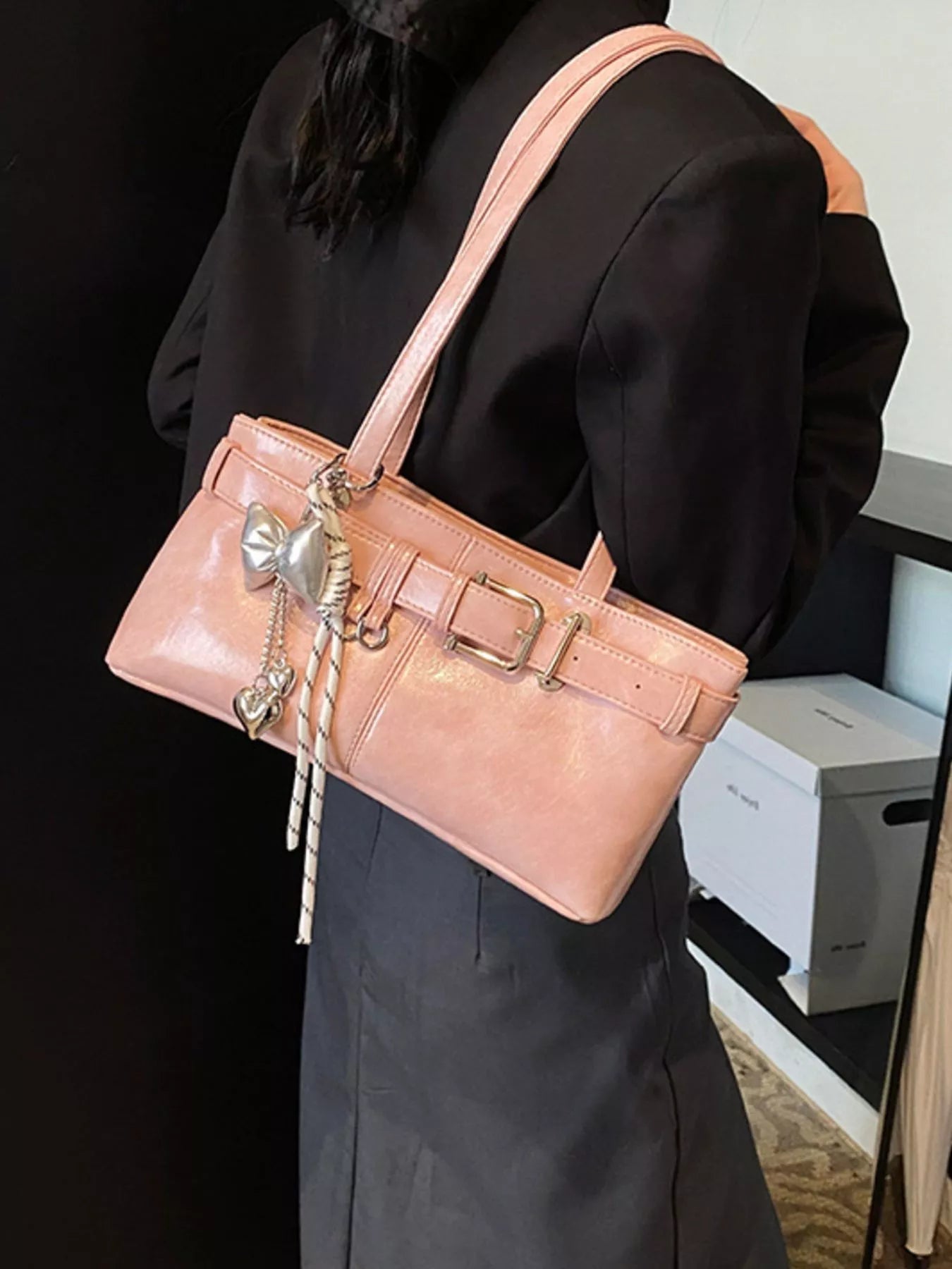 Buckle Decor Shoulder Bag - MAD RUFFI