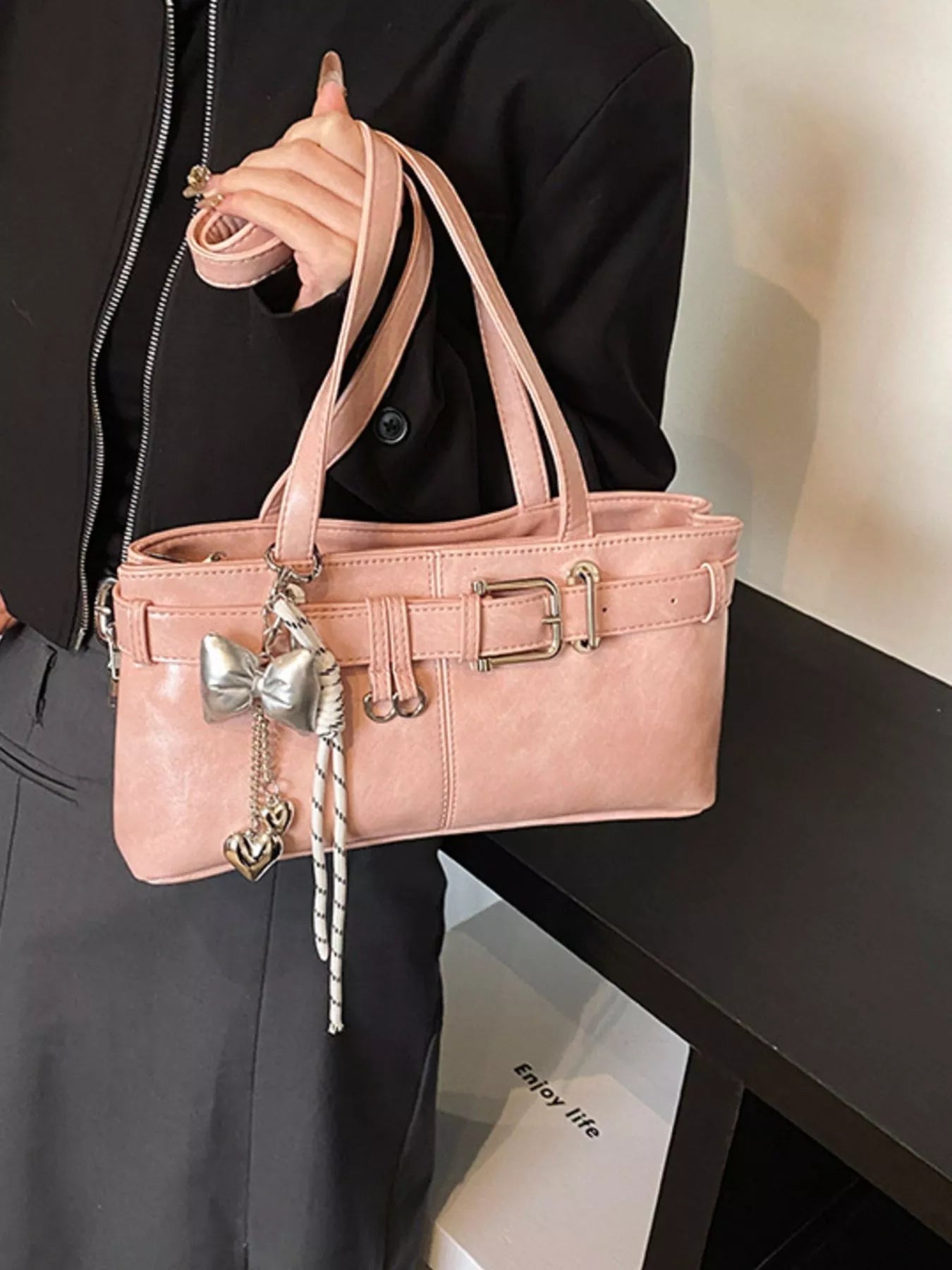 Buckle Decor Shoulder Bag - MAD RUFFI