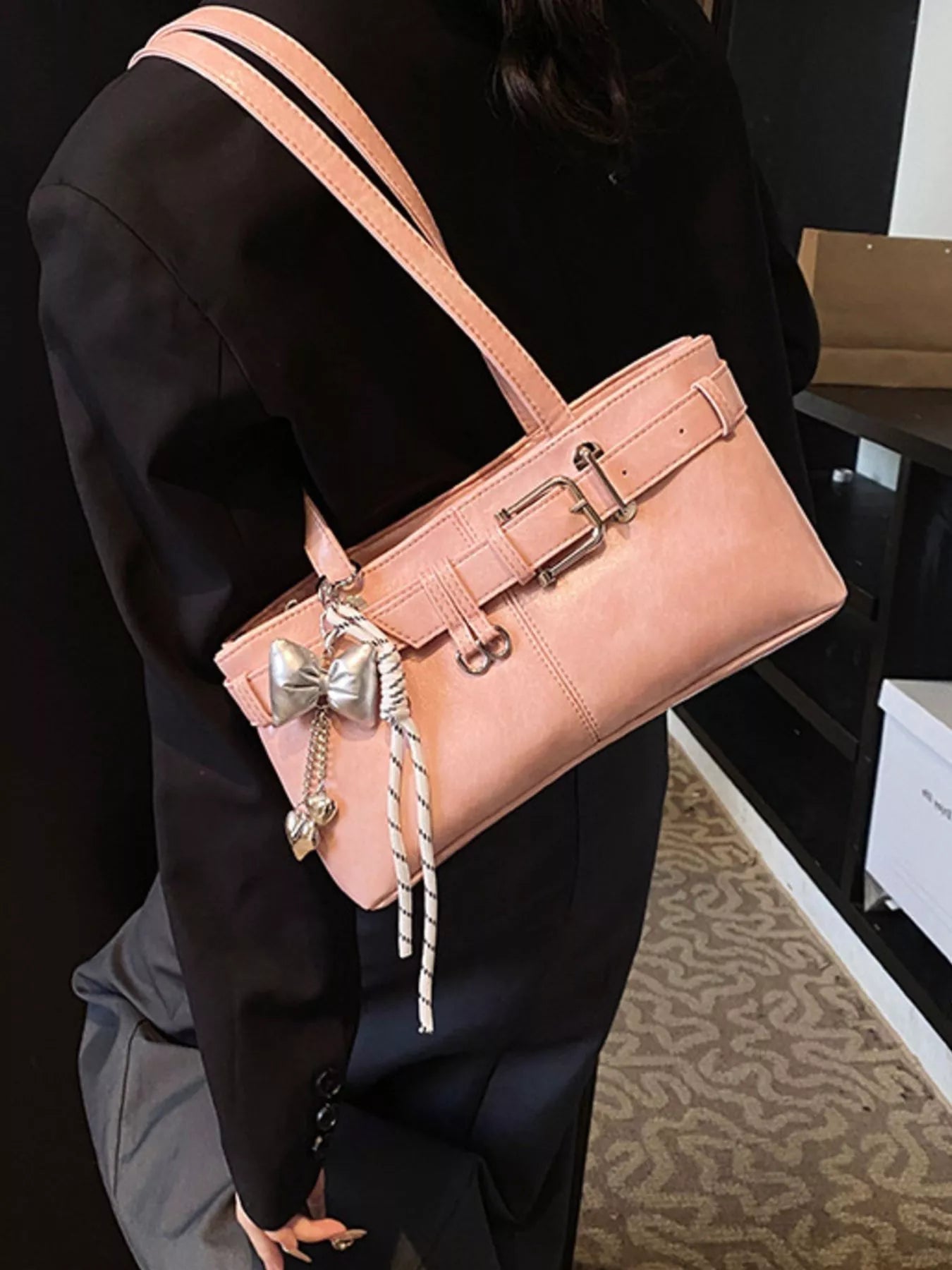 Buckle Decor Shoulder Bag - MAD RUFFI