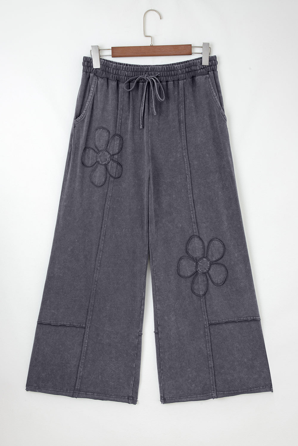 Buckskin Flower Patch Mineral Washed Cropped Wide Leg Pants - MAD RUFFI