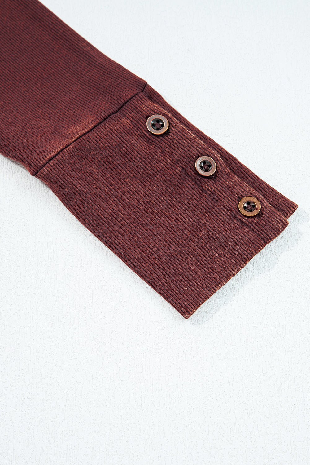 Burgundy Exposed Seam Ribbed Long Sleeve Top - MAD RUFFI