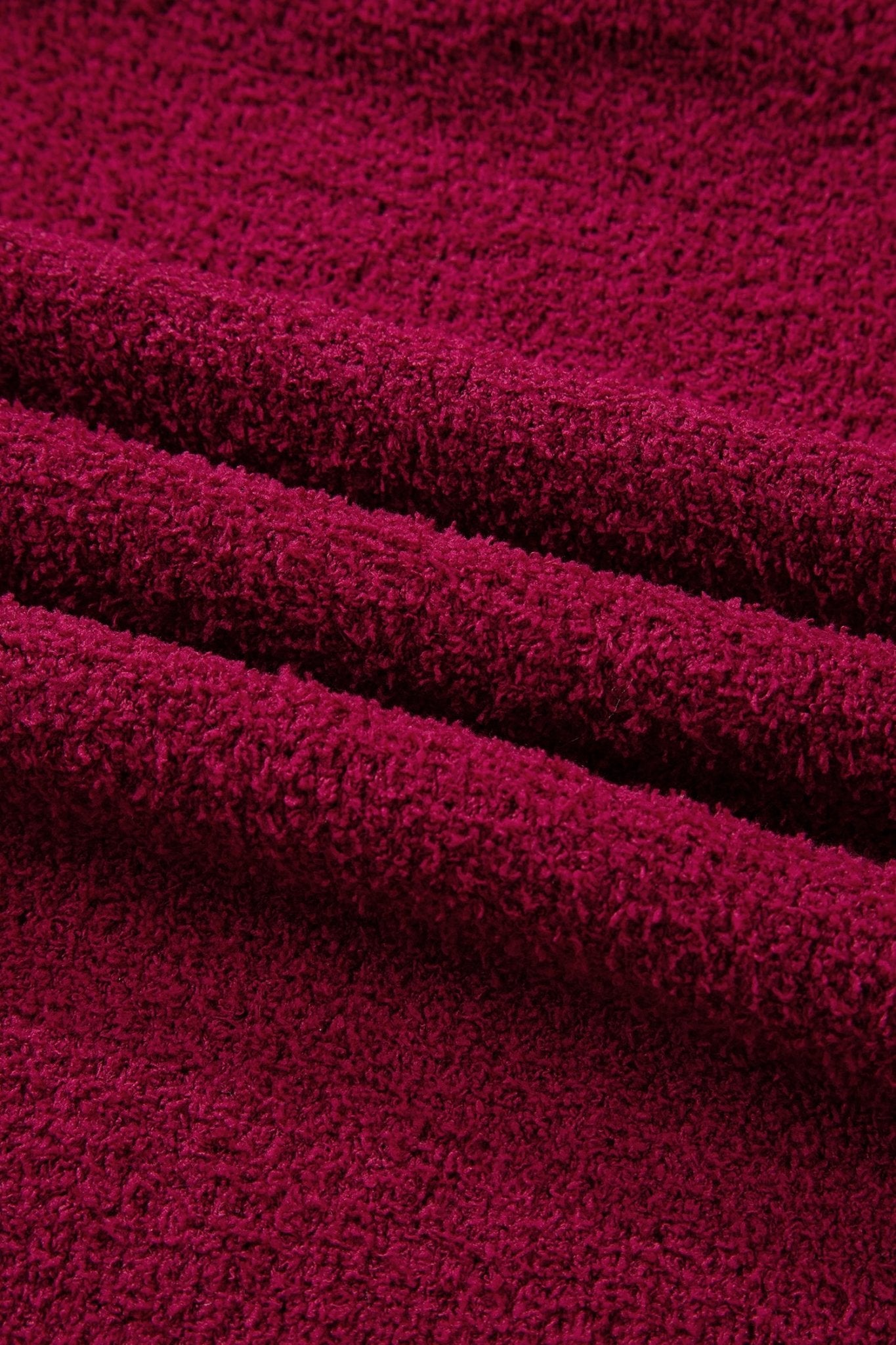 Burgundy Popcorn Mock Neck Solid Sweater - MAD RUFFI