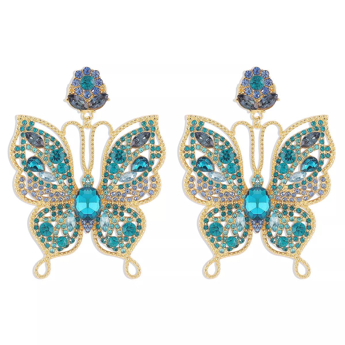 Butterfly Rhinestone Dangle Earrings - MAD RUFFI