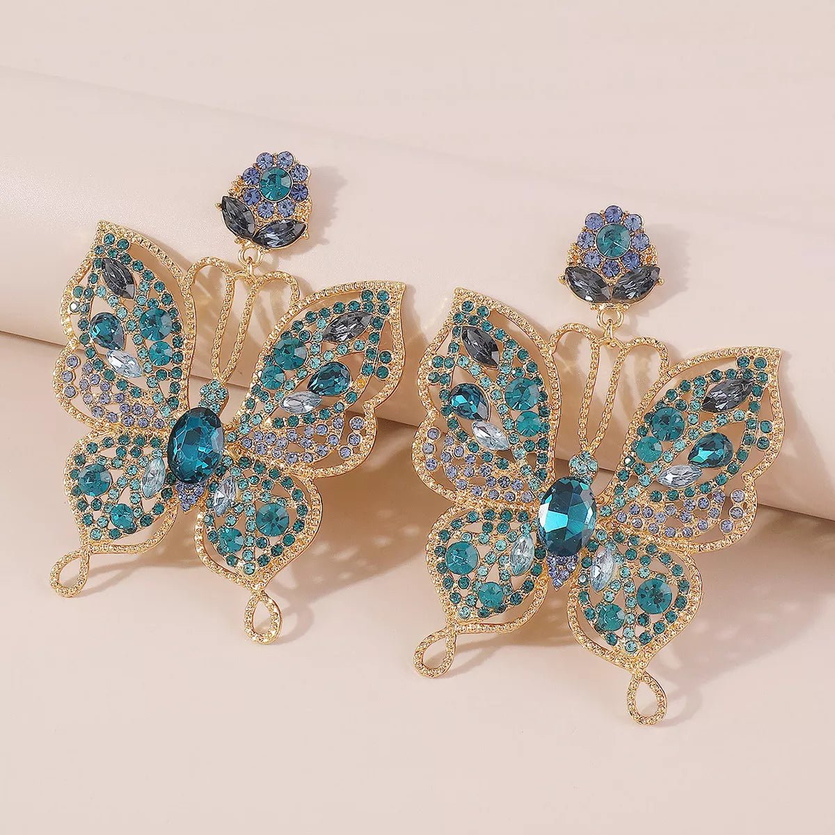 Butterfly Rhinestone Dangle Earrings - MAD RUFFI
