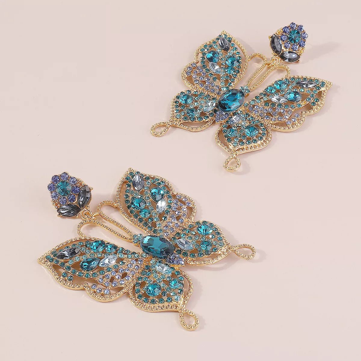 Butterfly Rhinestone Dangle Earrings - MAD RUFFI