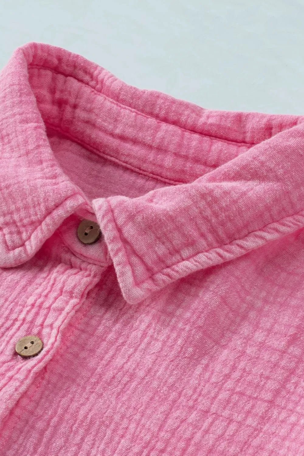 Button Down Collared Neck Long Sleeve Shirt - MAD RUFFI