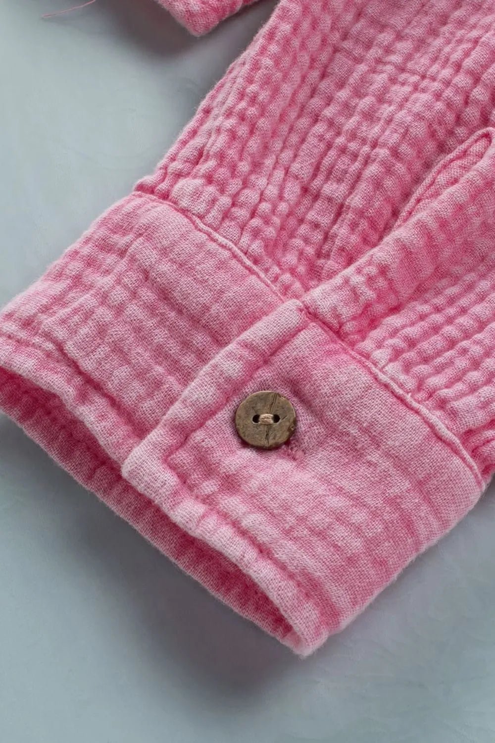 Button Down Collared Neck Long Sleeve Shirt - MAD RUFFI