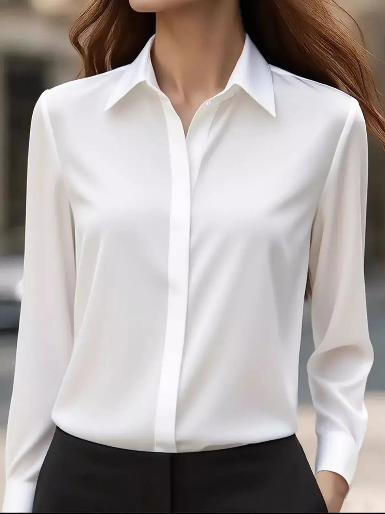 Button Down Collared Neck Long Sleeve Shirt - MAD RUFFI