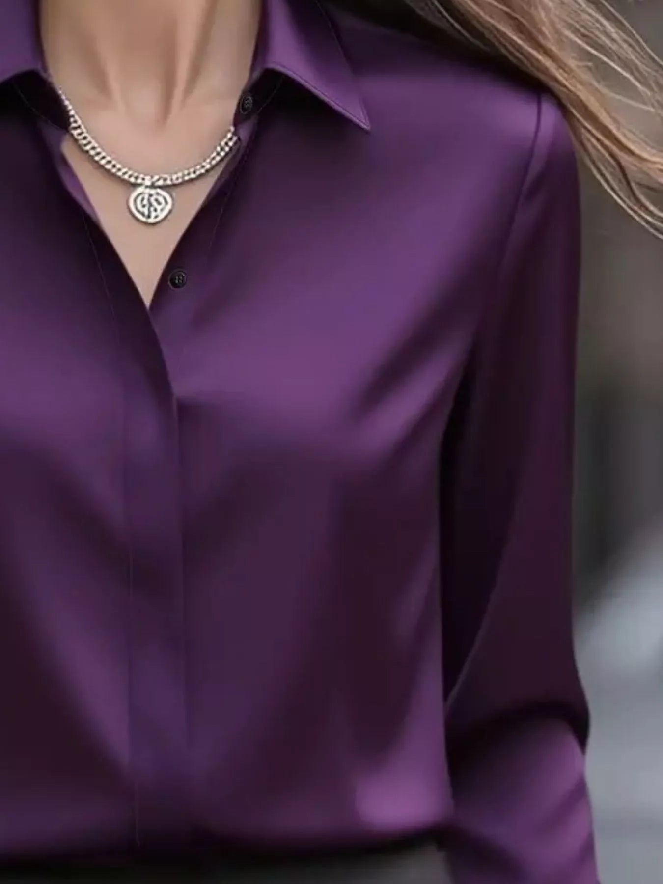 Button Down Collared Neck Long Sleeve Shirt - MAD RUFFI