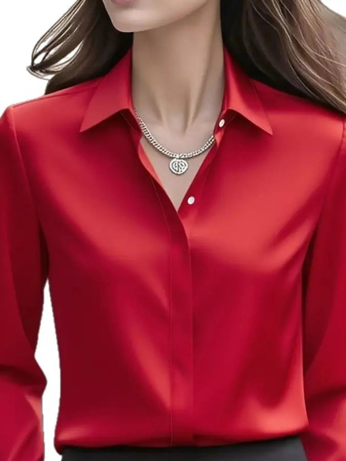 Button Down Collared Neck Long Sleeve Shirt - MAD RUFFI