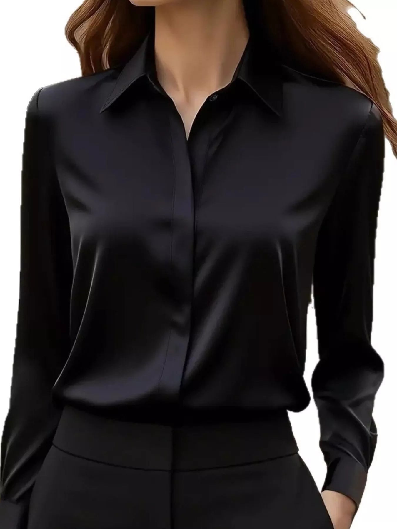 Button Down Collared Neck Long Sleeve Shirt - MAD RUFFI