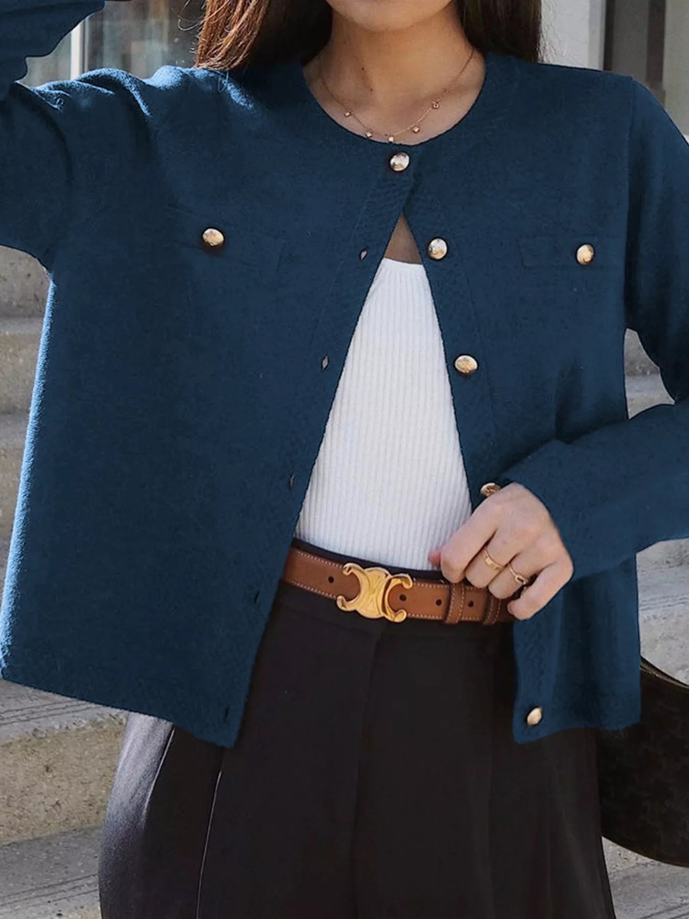 Button - Down Knit Cardigan - MAD RUFFI