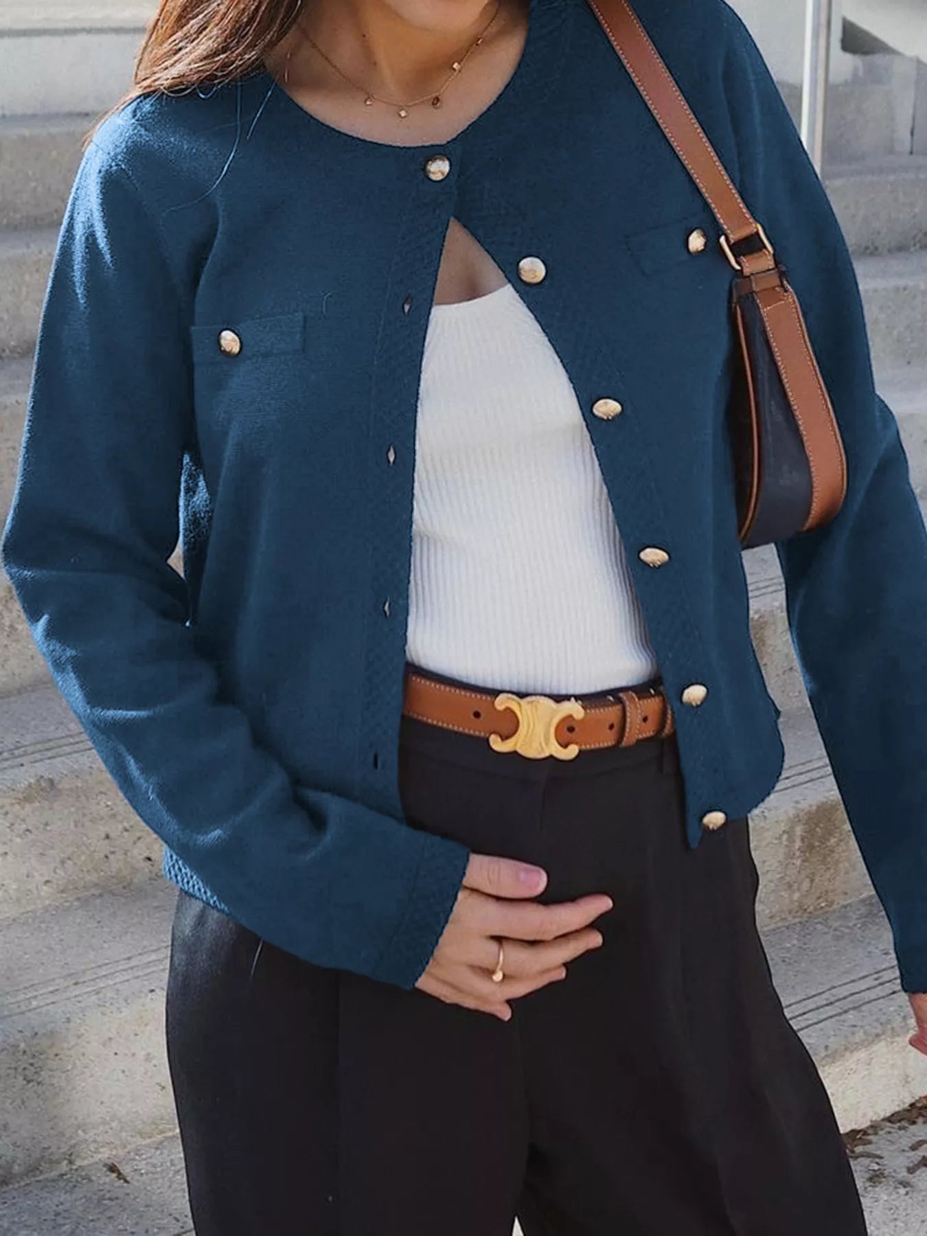 Button - Down Knit Cardigan - MAD RUFFI