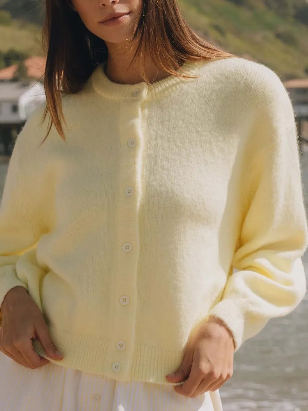 Button Down Long Sleeve Cardigan - MAD RUFFI