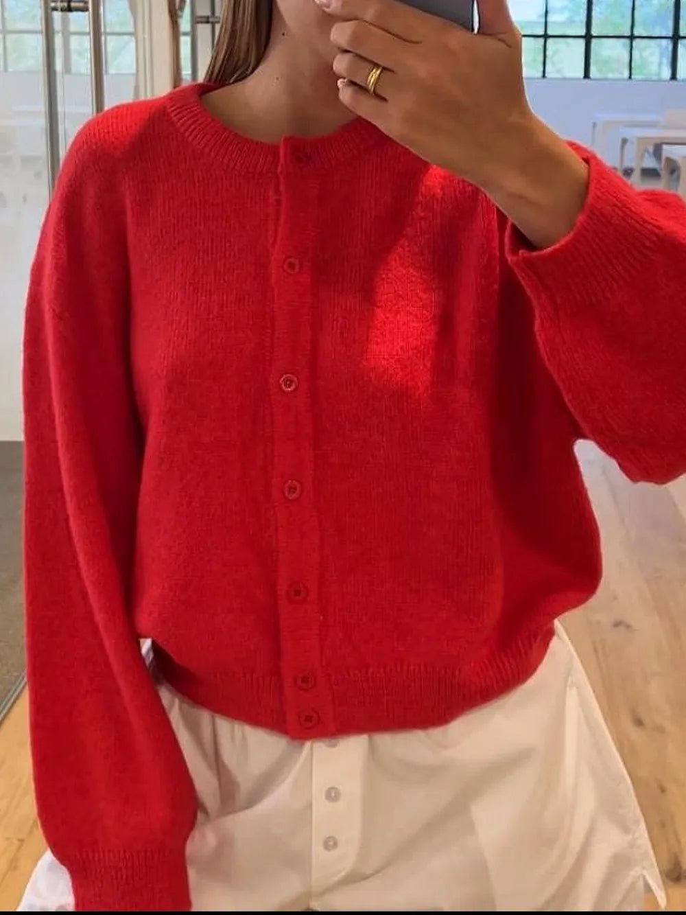 Button Down Long Sleeve Cardigan - MAD RUFFI