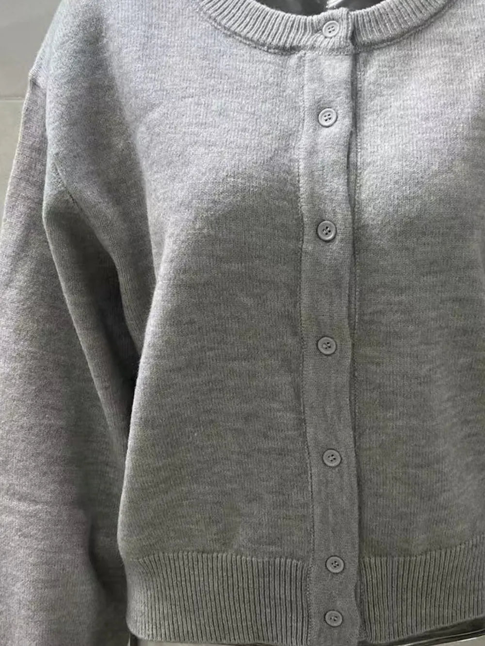 Button Down Long Sleeve Cardigan - MAD RUFFI