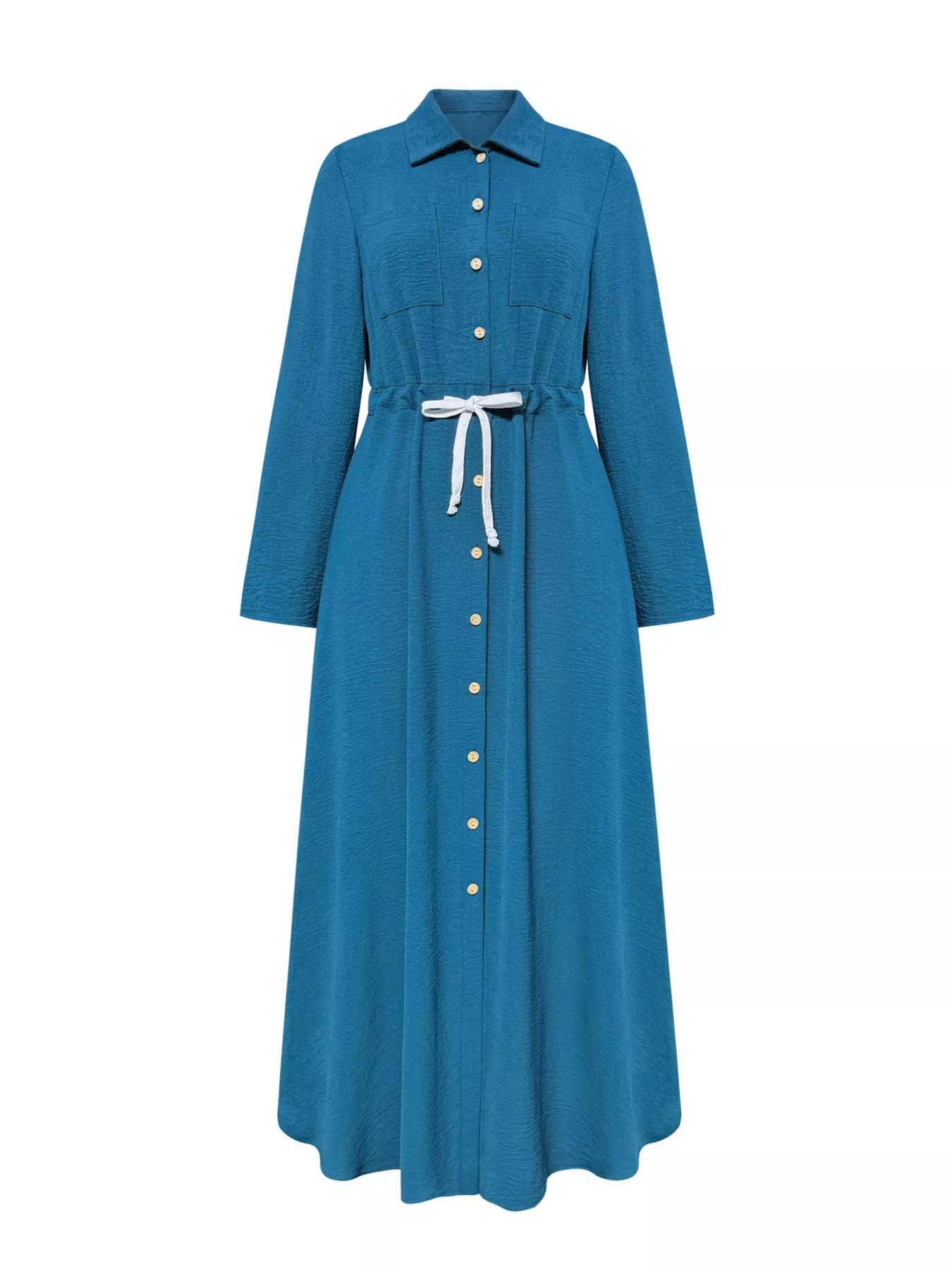 Button - Down Long Sleeve Dress - MAD RUFFI