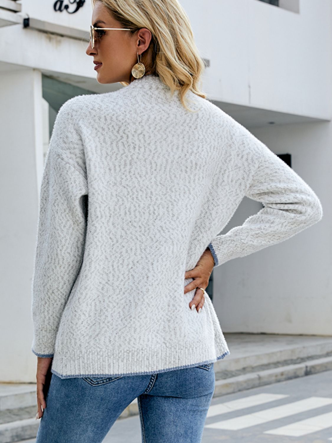 Button Down V - Neck Cardigan with Pockets - MAD RUFFI