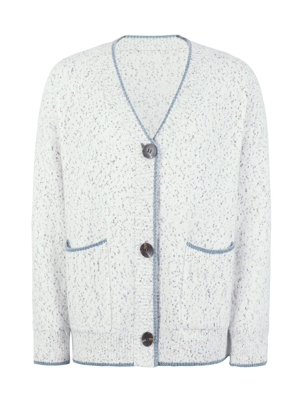Button Down V - Neck Cardigan with Pockets - MAD RUFFI