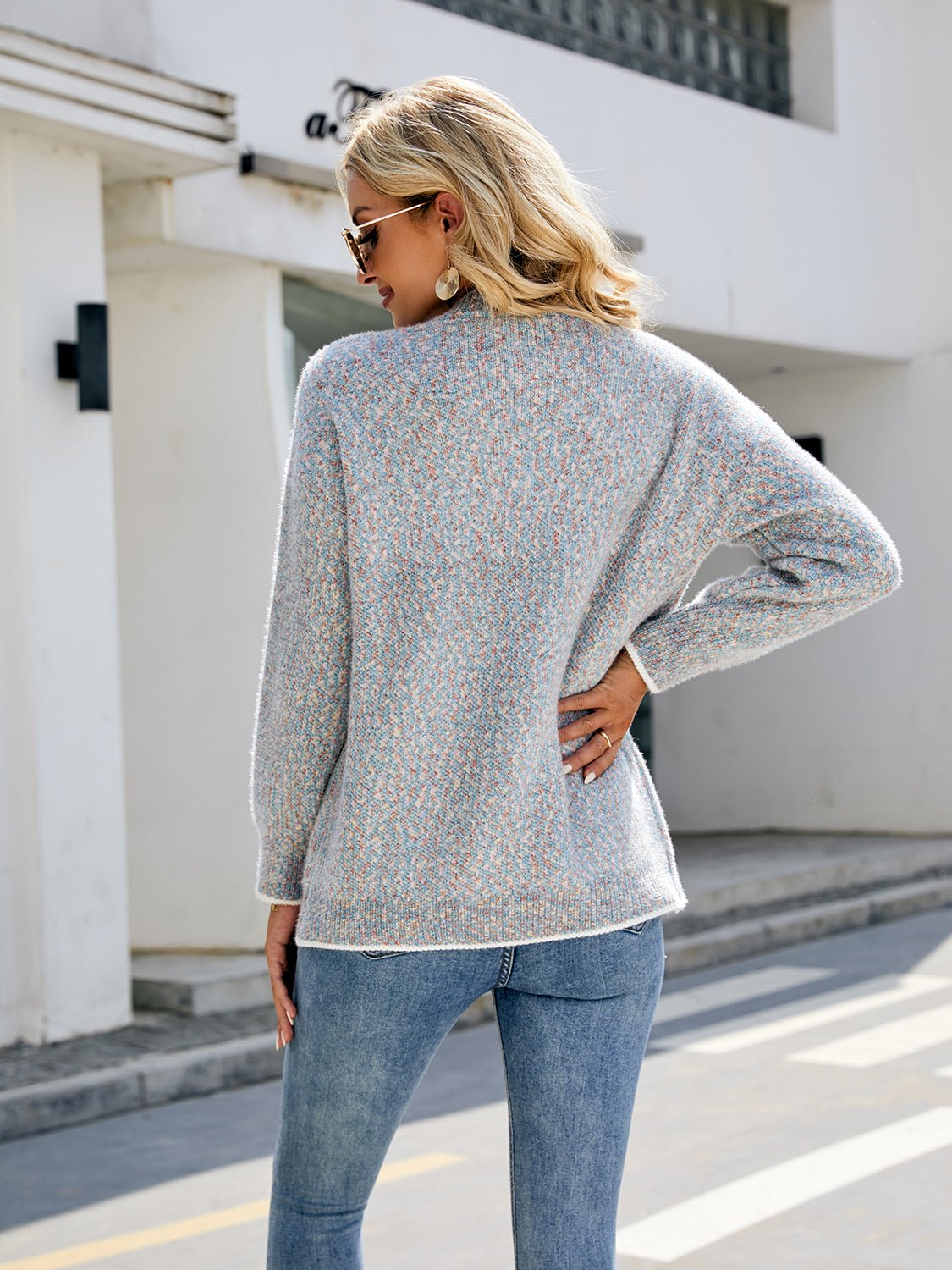 Button Down V - Neck Cardigan with Pockets - MAD RUFFI