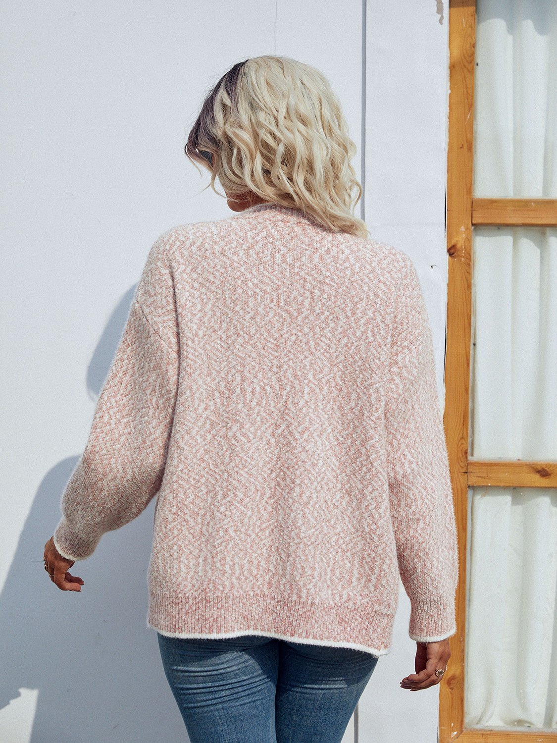 Button Down V - Neck Cardigan with Pockets - MAD RUFFI