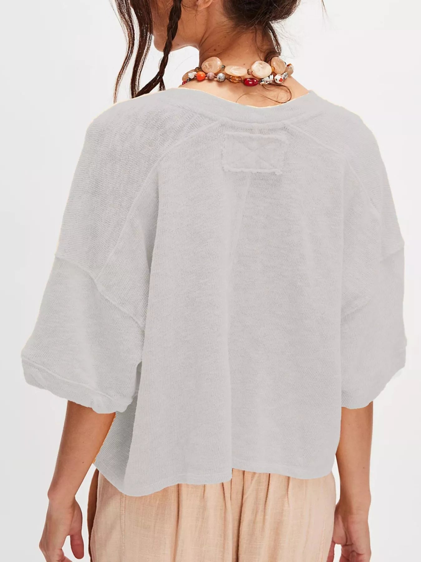 Button - Front Half Sleeve Cardigan - MAD RUFFI