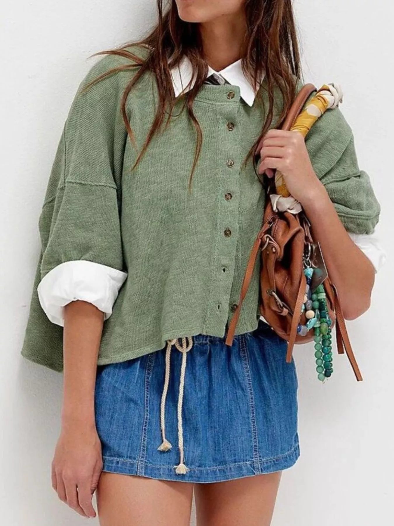 Button - Front Half Sleeve Cardigan - MAD RUFFI