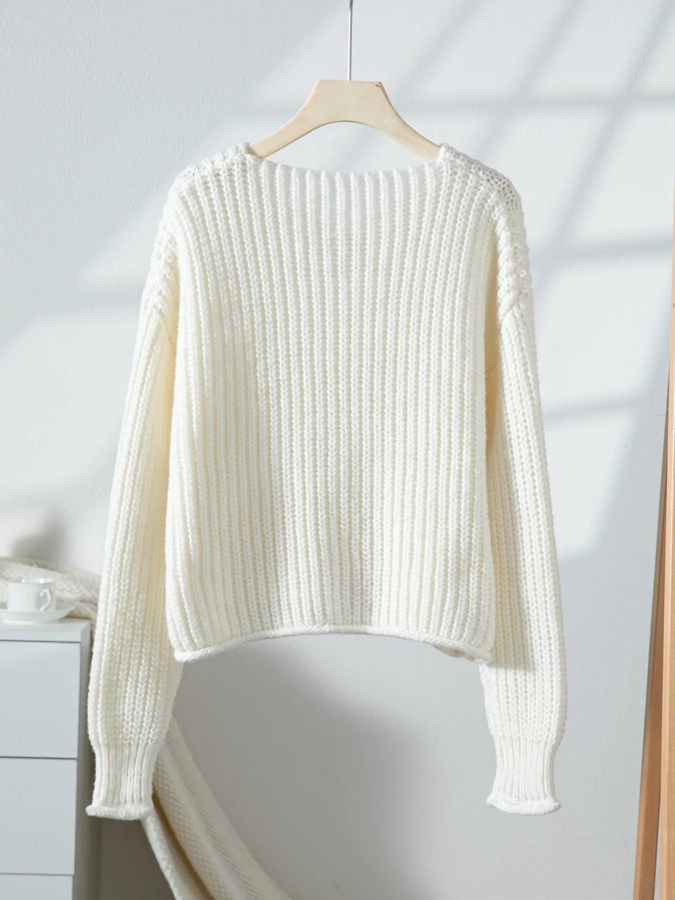 Button - Front Knit Cardigan with Pockets - MAD RUFFI