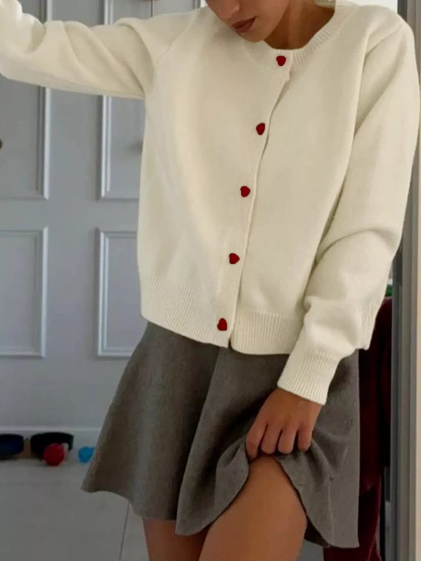 Button - Front Long Sleeve Cardigan - MAD RUFFI