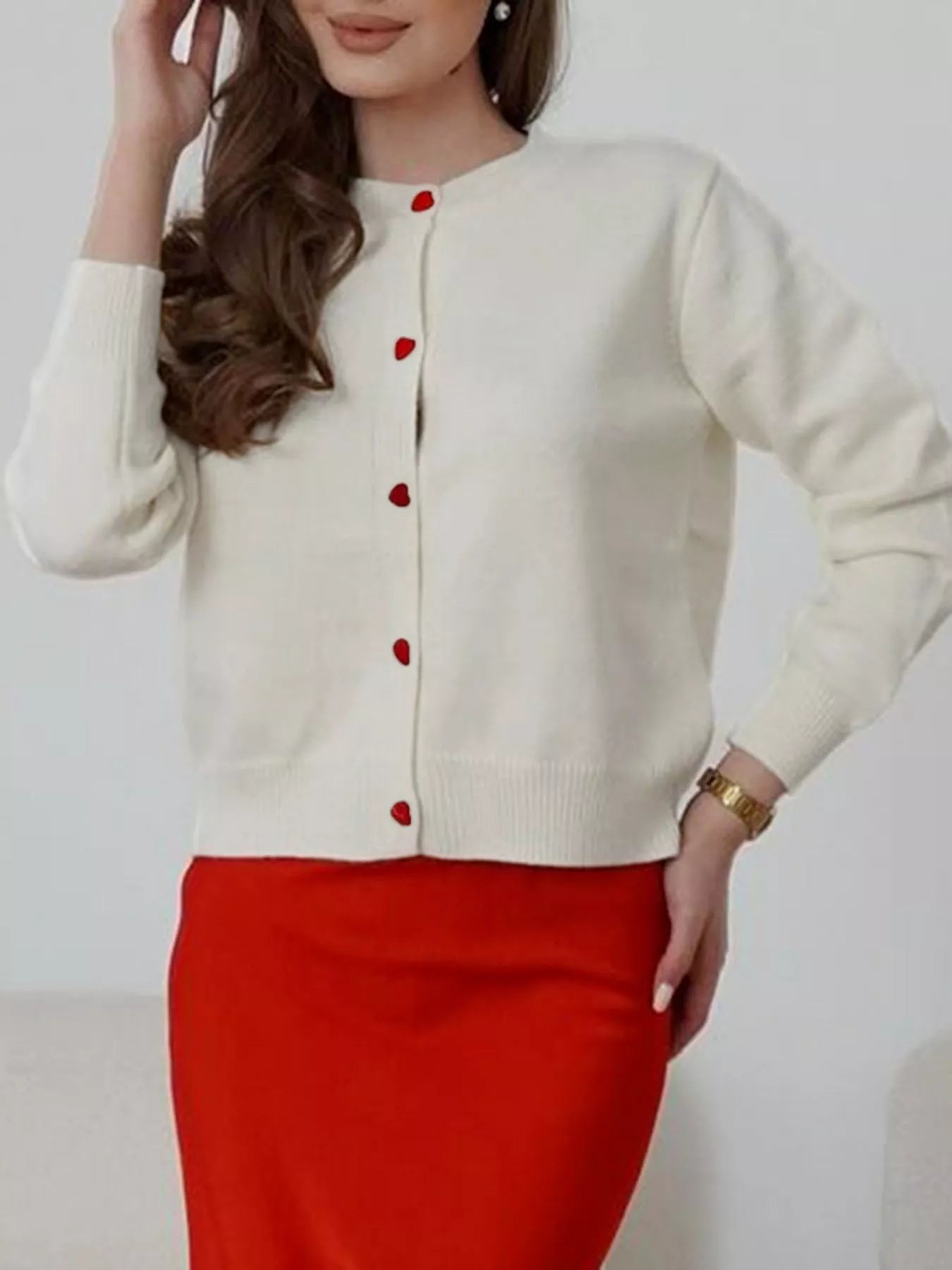 Button - Front Long Sleeve Cardigan - MAD RUFFI